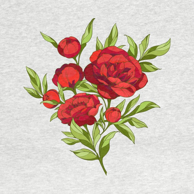 bouquet of bright red peonies by  ESHA-Studio